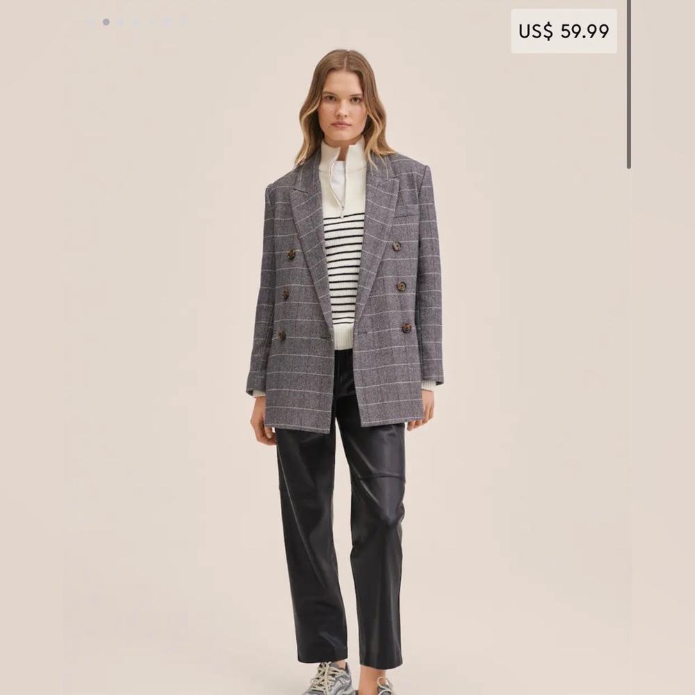 Mango Leather-effect elastic waist trousers